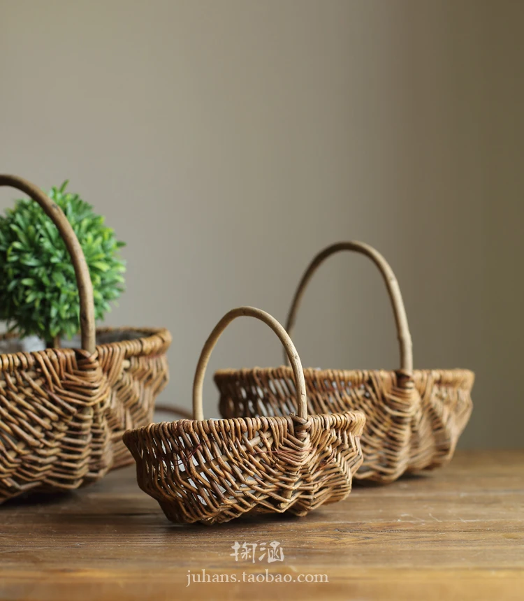 

Willow flower basket flower potted Waterproof water-earth culture handmade natural nature pastoral ZAKKA