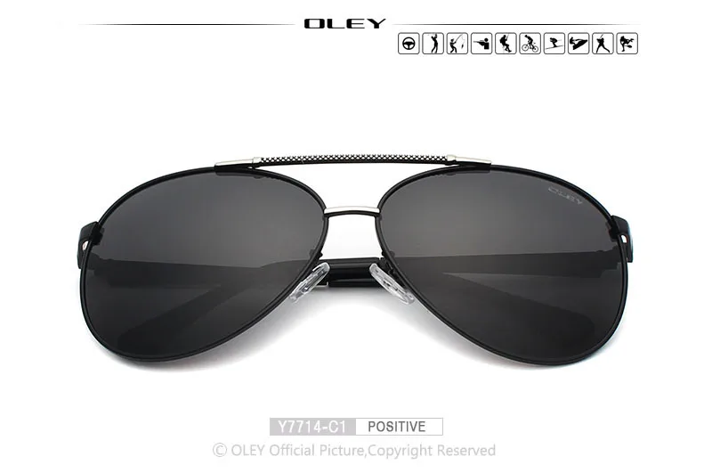 OLEY, высококачественные поляризованные солнцезащитные очки, мужские, фирменный дизайн, модные, защита глаз, солнцезащитные очки, очки для вождения, gafas oculos de sol - Цвет линз: Y7714 C1 BOX