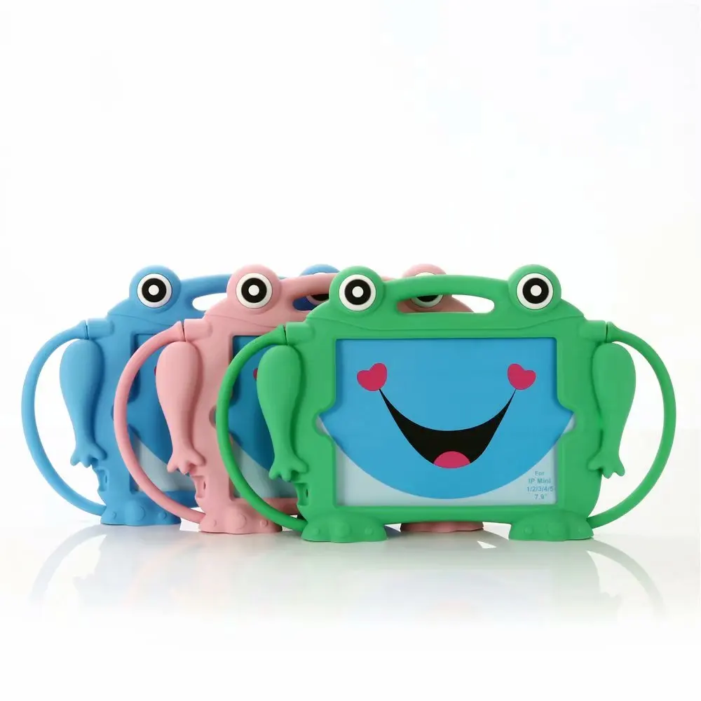 

For iPad Mini 5 4 3 2 1 Case Cartoon 3D frog Shockproof handle stand Cover for iPad mini 1/2/3/4/5 Soft Silicon Funda + Flim