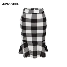 Сексуальная клетчатая юбка до колена, элегантные вечерние летние юбки, Женская рабочая офисная одежда, Женская облегающая сексуальная юбка-Русалка с принтом