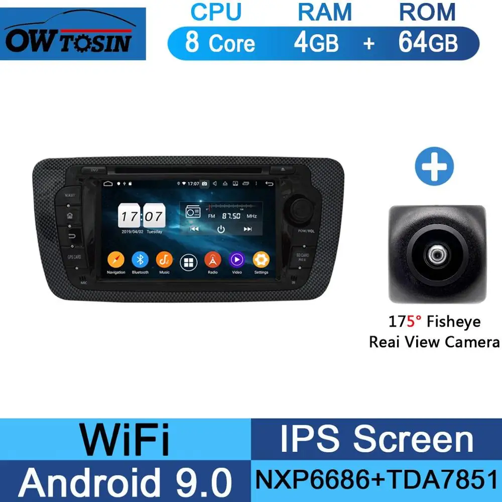 " ips 8 Core 4G+ 64G Android 9,0 автомобильный dvd-плеер для Seat Ibiza 2009 2010 2011 2012 2013 gps навигация радио DSP попугай BT - Цвет: 64G Fisheye Camera