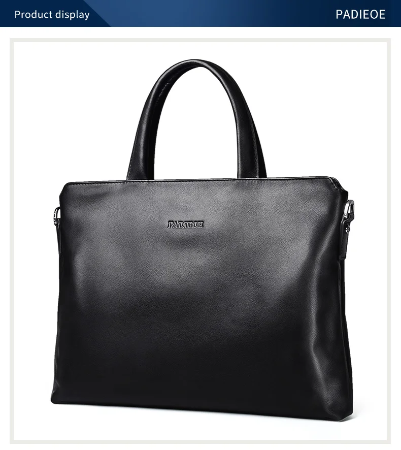 Padieoe Новый дизайнерский бренд из натуральной коровьей кожи для мужчин's портфели модные однотонные цвет Мужская сумка на плечо бизнес сумка
