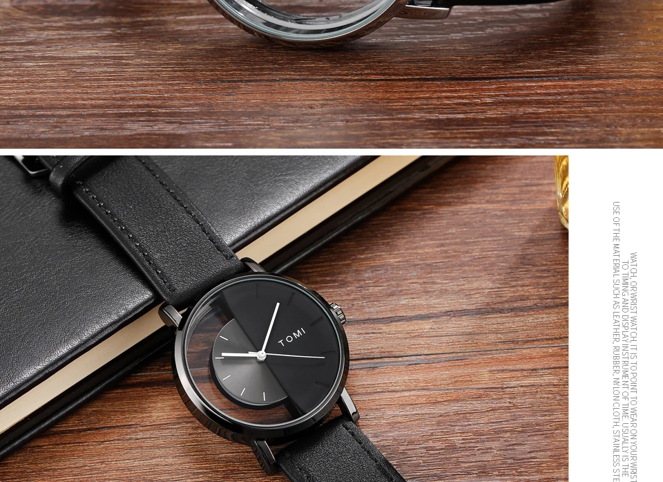 Translucent Unisex Quartz Watch Waterproof Leather Wristwatch Round Square Dials Watches Ultra Thin Minimalist Relogio Masculino