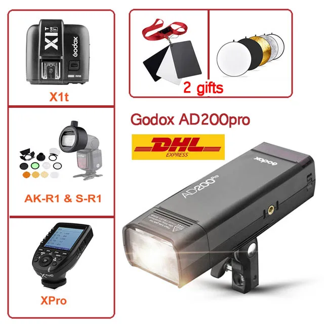 Godox GODOX AD200Pro Outdoor Studio Strobe Light 200Ws TTL Flash HSS AD200 Pro Witstro 