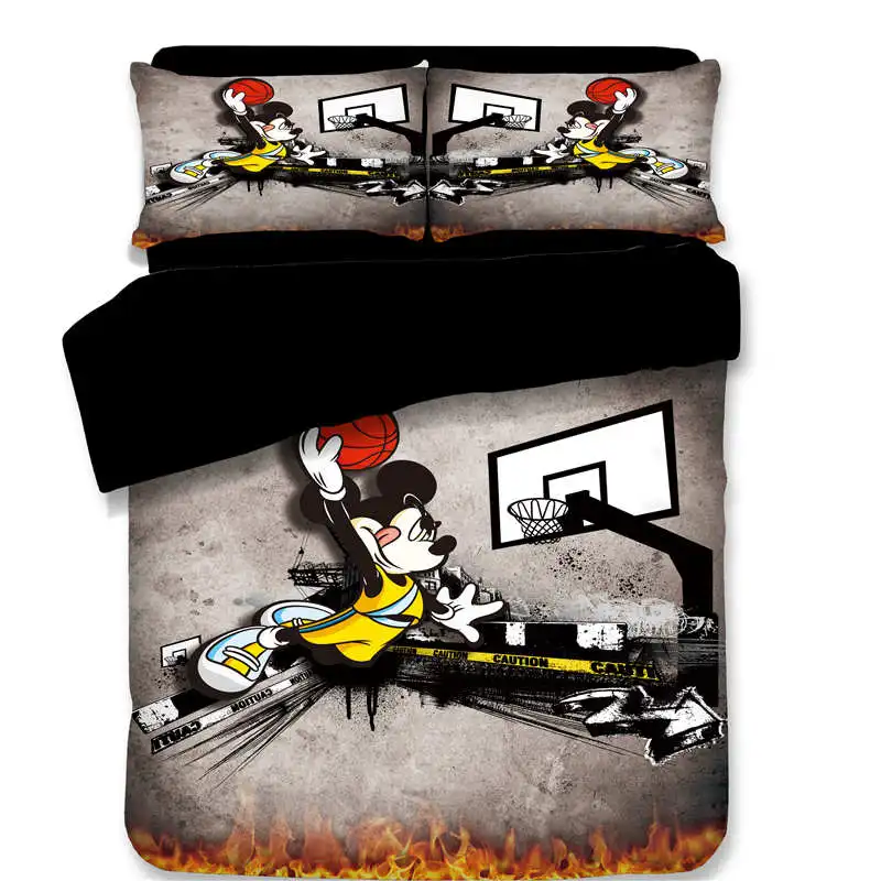 Basketball Mickey Mouse Bedding Set Twin Size Bed Duvet Covers For
