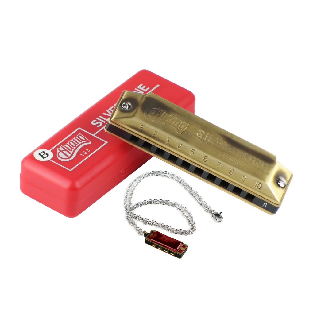 Key of B Diatonic Blues Harmonica 10 Hole Harmonica Golden 103 Huang