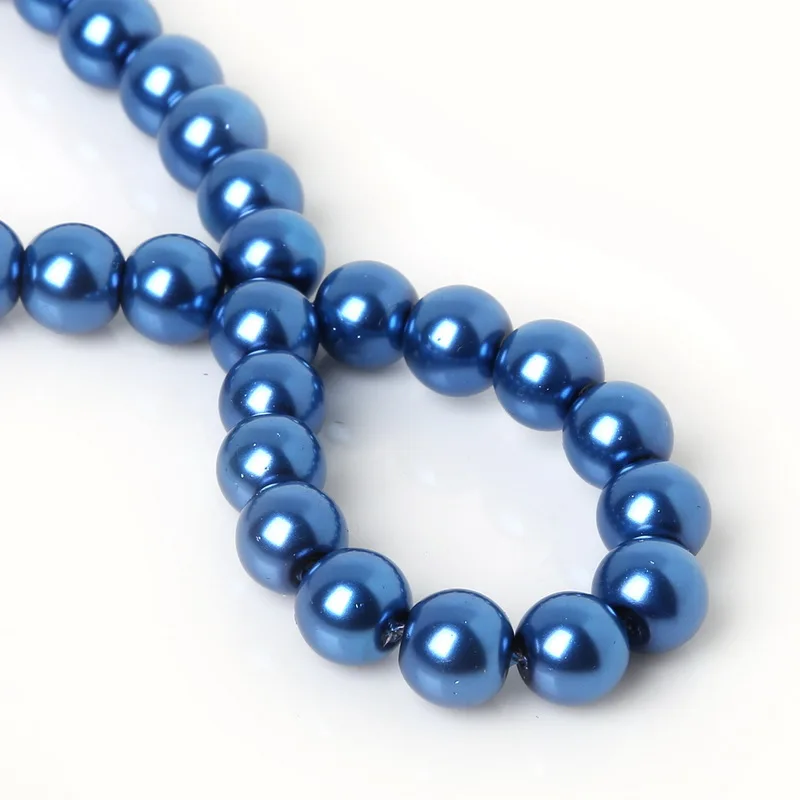 

New Arrival Round Ball Loose 4mm 6mm 8mm 10mm Glass Pearl Spacer Beads Dark Blue For Fashion necklace Jewelry Making Craft DIY