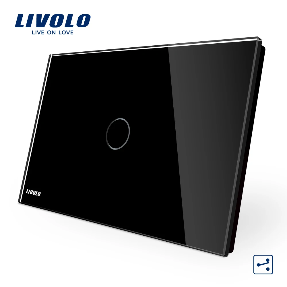 LIVOLO AU/стандарт США, сенсорный выключатель, перекрестный переключатель, 1 партия 2-полосная, Сенсорный экран светильник переключатель, белый, с украшением в виде кристаллов Стекло Панель