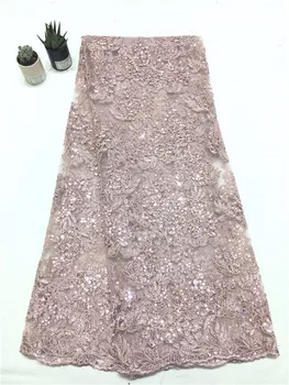 

Lots sequins french lace fabric 2018 most popular design lace african gray tulle lace fabric