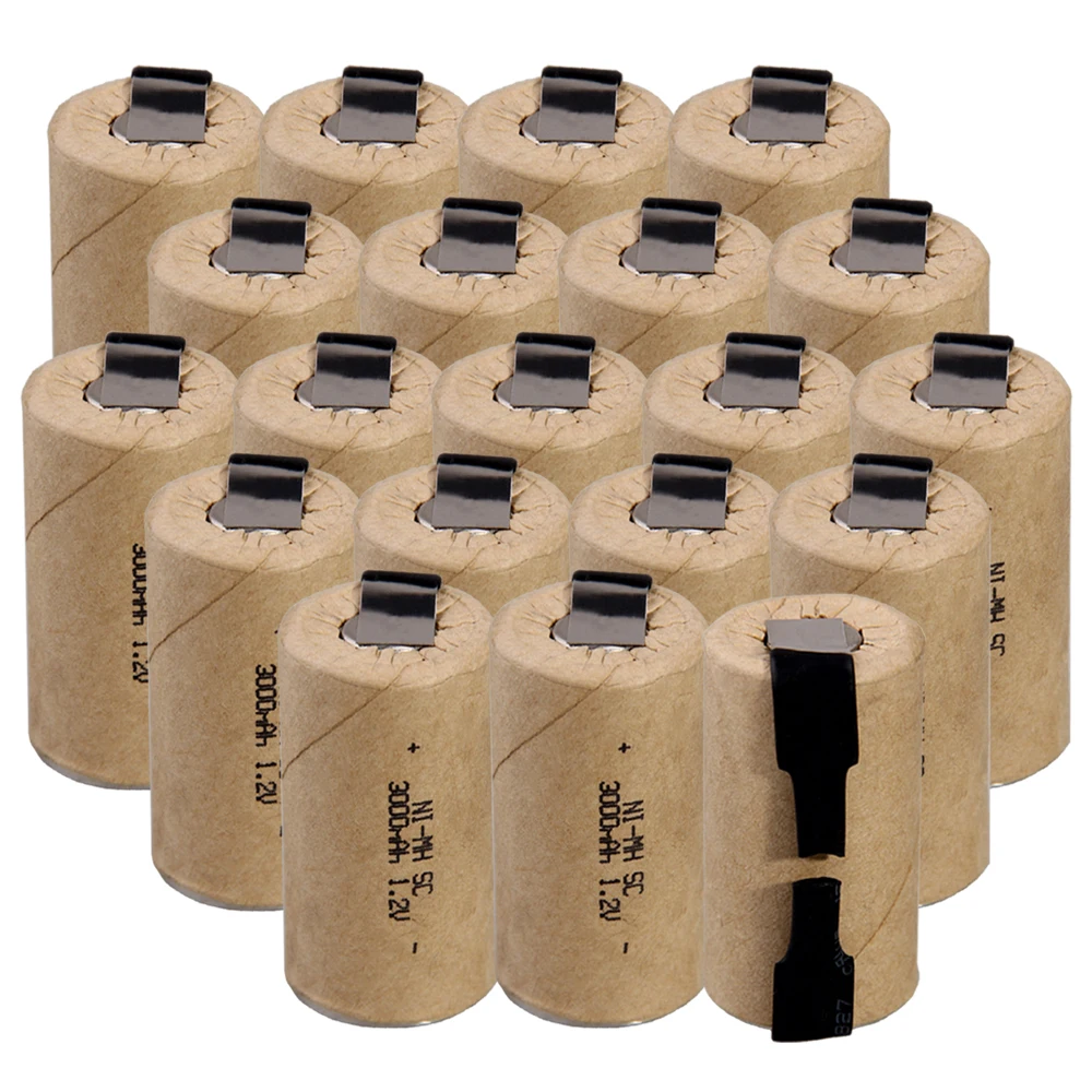 

Lowest price 20 piece SC battery 1.2v batteries rechargeable 3000mAh nimh battery for power tools akkumulator