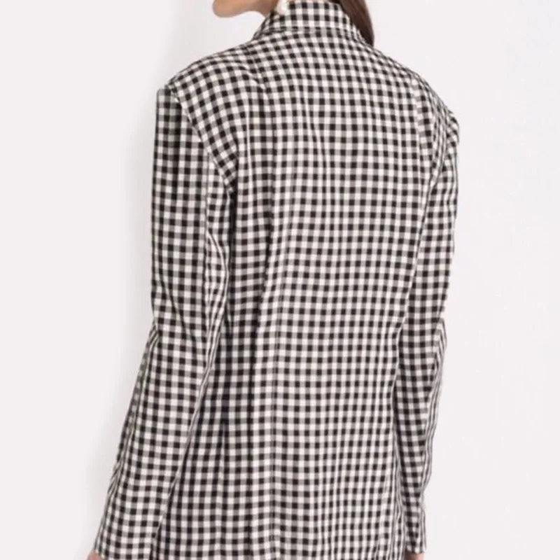 Marée De Irrégulière Longues Veste Manches Nouveau Manteau Femmes Noir Commune Fendue 2019 Jh033 Palid Lâche eam Check Printemps Revers Mode wqfFBc1R