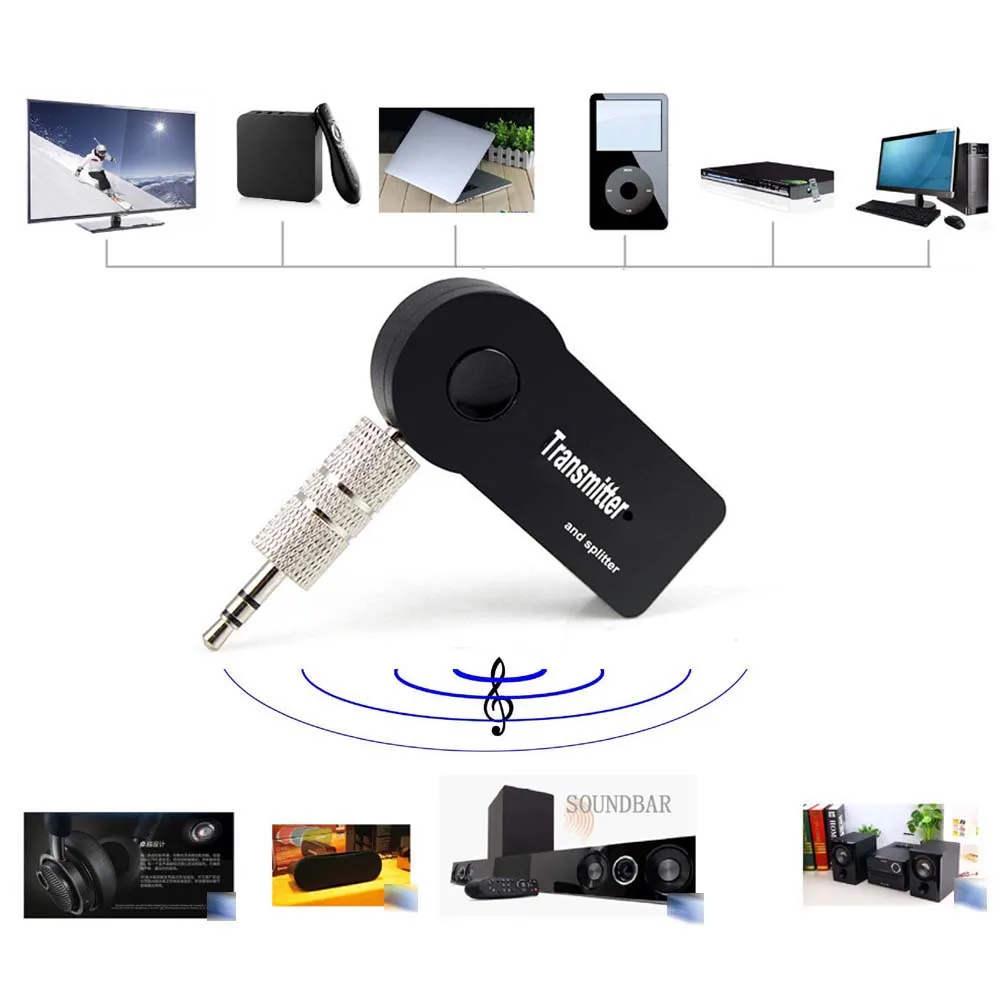 3.5mm Wireless Bluetooth Stereo Audio Transmitter Bluetooth A2DP Stereo Music Transmitter Adapter Dongle Transmitter Splitter