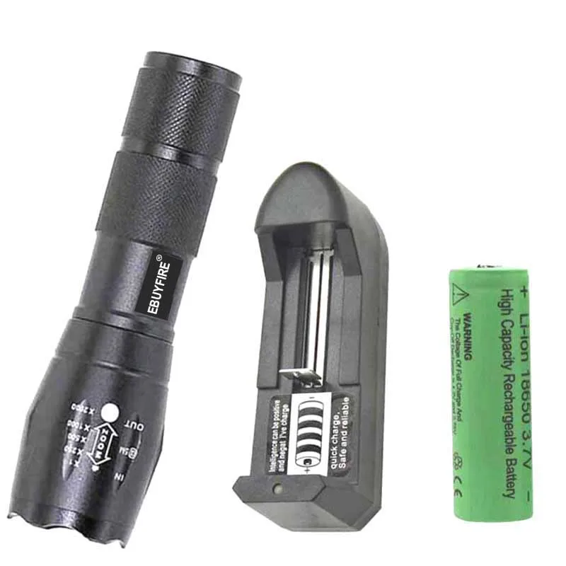 

LED Flashlight 18650 torch T6 5 mode waterproof Zoomable Biking fishing lights by 3x AAA or 3.7v 18650 rechargeable Battery