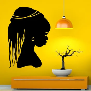 

African Beautiful Girl Wall Sticker Wall Art Vinyl Decal Self Adhesive Modern Style Wall Decals Home Decor For Bedroom