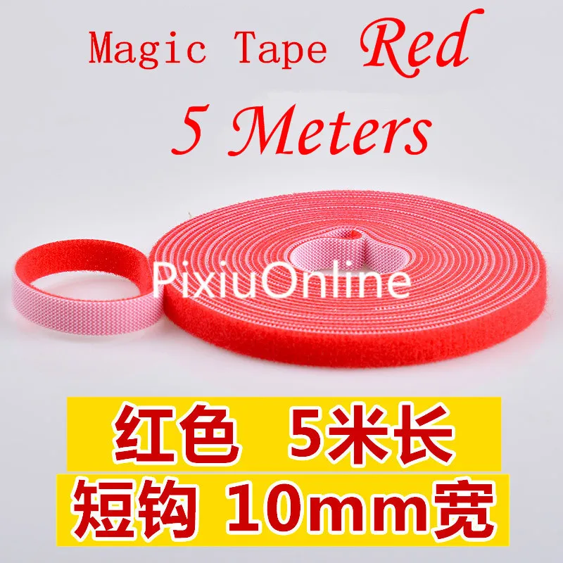 

1PCS/LOT YT504B Magic Tape Red Wide 10 mm Long/Short Hook Back to Back Cable Tie Nylon Fastening 5 Meters