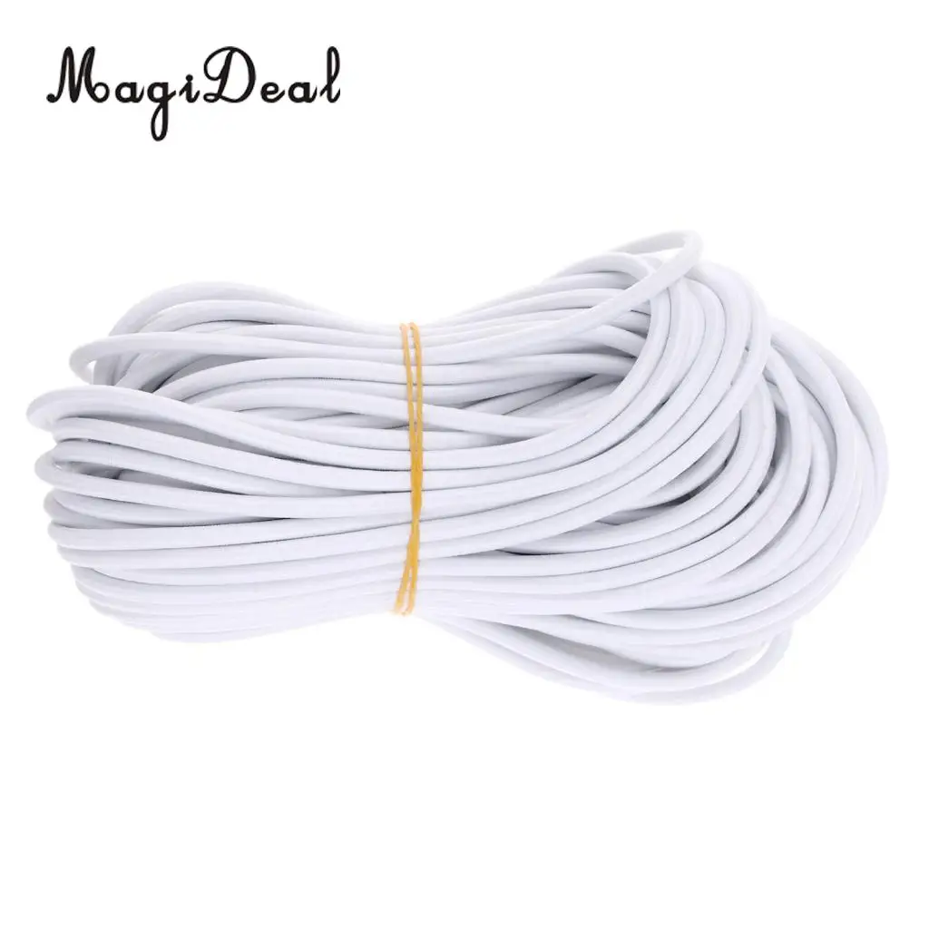 MagiDeal 6mm White Elastic Bungee Rope Shock Cord Tie Down Rack for Marine Boat 50m/30m/20m