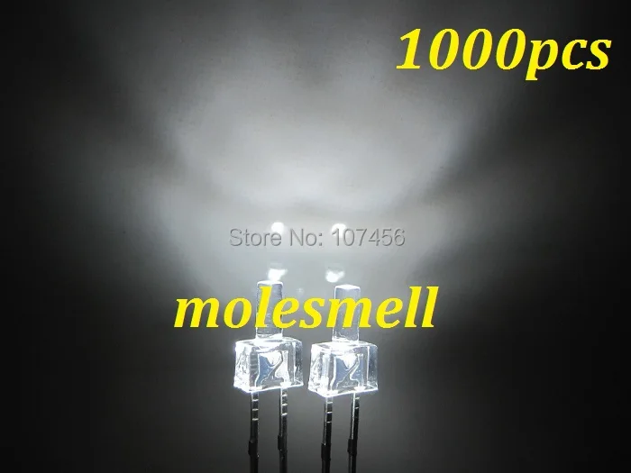 Pces Novo Plano Superior Branco Água Clara Led Brilhante Leds Luz Cabeça Plana Torre 1000 2mm