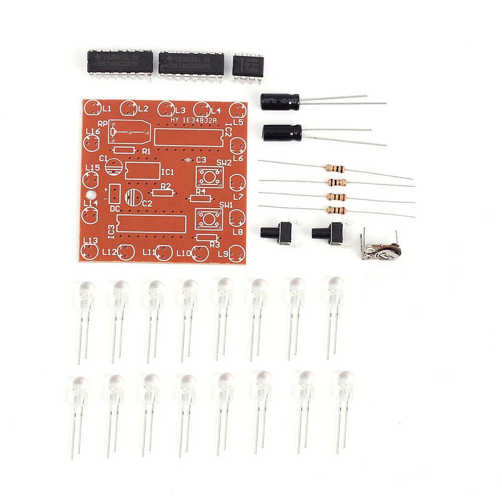 DIY Kit электронный NE555+ 74HC595 16 бит 16 канальный светильник плавные огни Светодиодный модуль комплект ходовой светильник сварочная доска