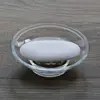 1Pcs Portable Soap Dish Round Glass Storage Box Clear Holder Accessories For Shower Bathroom Hotel 3