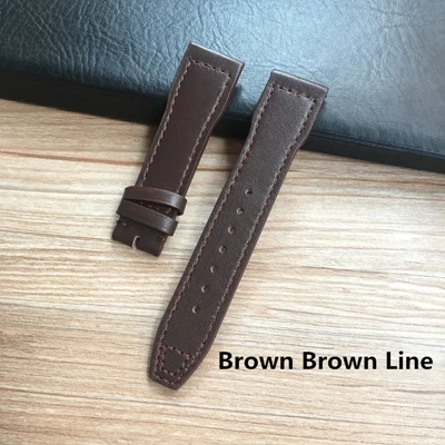 20 мм 21 мм 22 мм коричневый черный мужской ремешок для часов IWC Pilot Mark XVII IW327004 IW377714 ремешок для часов из натуральной телячьей кожи браслет - Цвет ремешка: Brown Brown Line