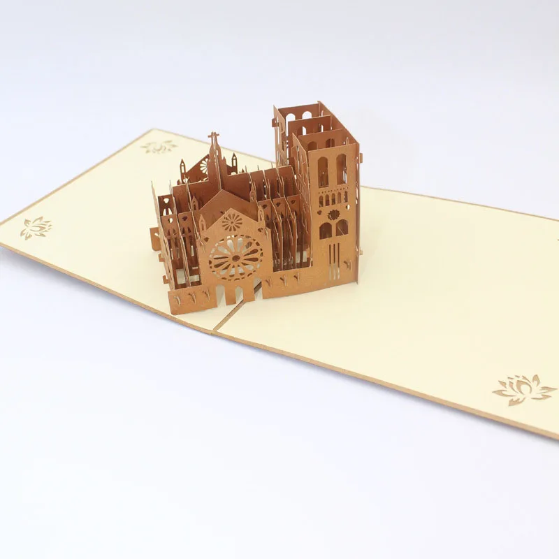  3D Laser Cut Handmade Retro Notre Dame de Paris Paper Invitation Greeting Cards PostCard Kids Birth - 32793824456
