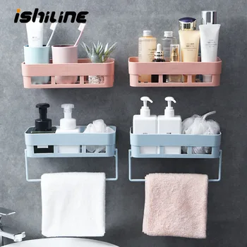 

Punch-Free Bathroom Shelf Plastic Storage Rack Corner Shower Shelf Kitchen Home Decoration Bathroom Accessories