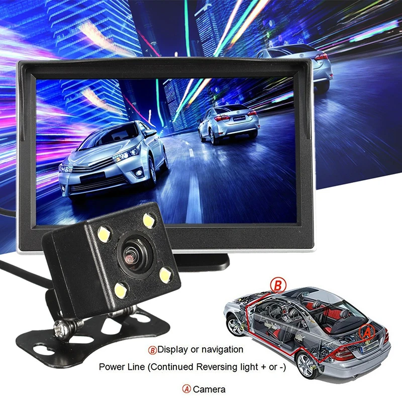 HD LCD универсальный автомобильный монитор 5 дюймов TFT дисплей