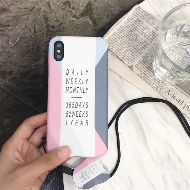 HOCAYU Fancy Geometric Desain Handphone Kasus untuk Iphone 6 6 s 6 ditambah 7 7 ditambah 8 8 ditambah Kasus IMD Lembut TPU Dengan Tali Funda Celular