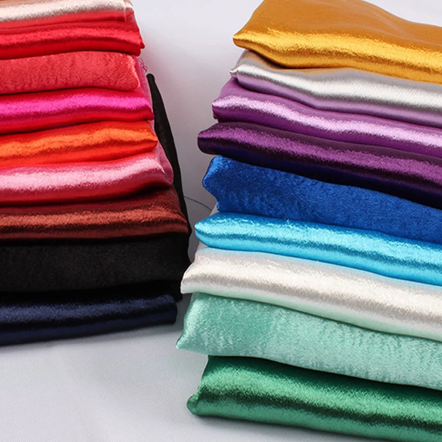 

Wedding Dress Satin Crepe Fabric Silk Cloth Sewing Tissue Material Glossy DIY Quality High Reflective Shiny Polyester Fabric