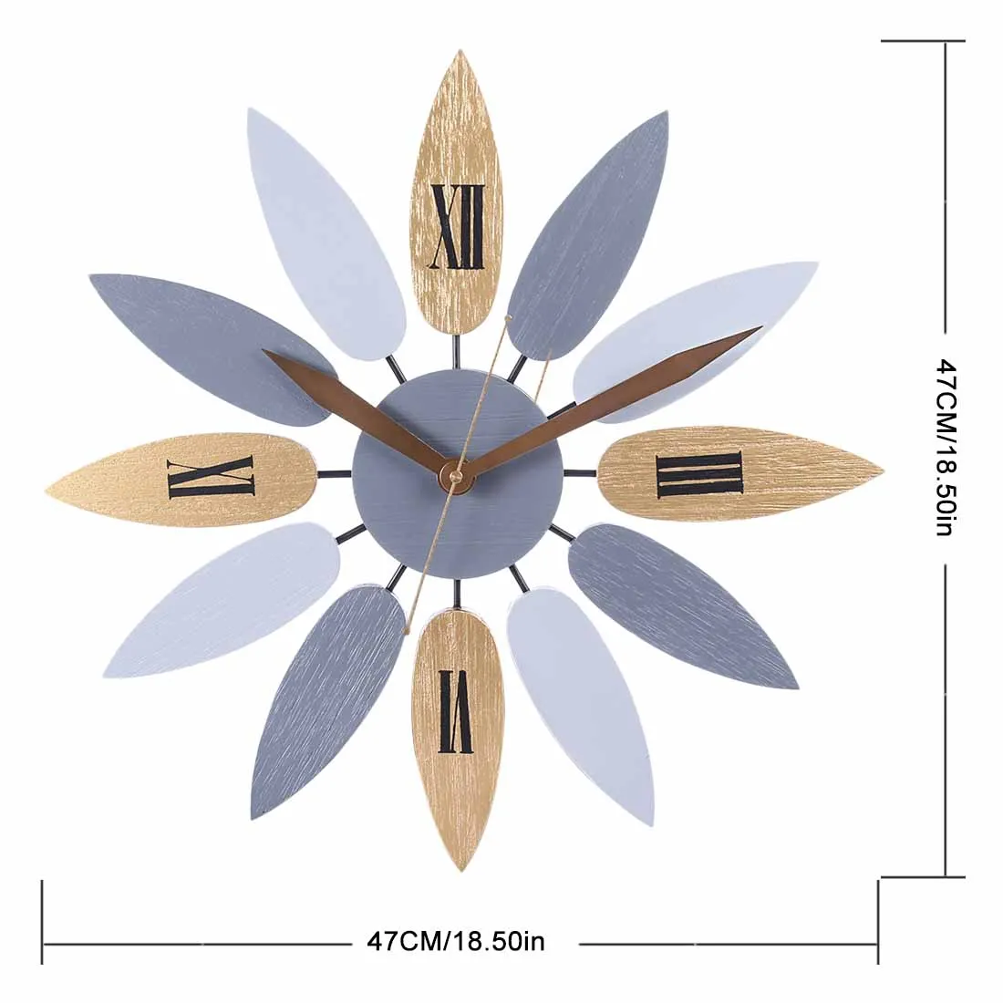Новая распродажа 47 см в скандинавском стиле, креативные простые пустотелые настенные часы с листьями, украшение для дома и офиса, большие декоративные подвесные часы