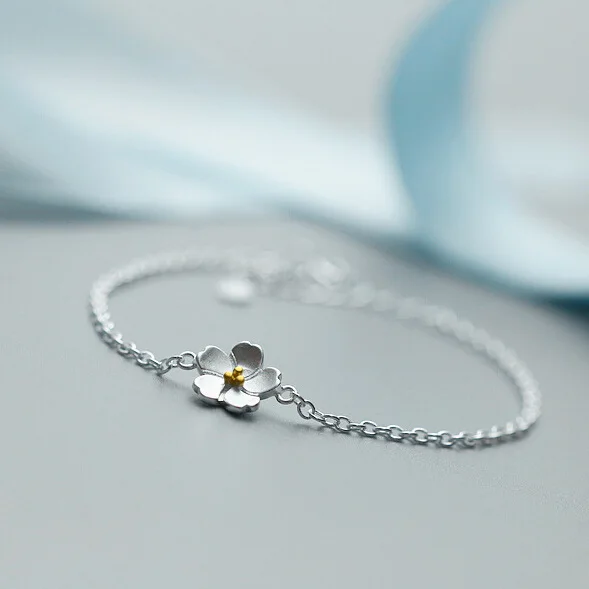 1 Piece Fashion Women 925 Sterling Romantic Cherry Blossoms Foot Bracelets Bangles Charm Anklets font b
