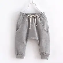 Коллекция года, Осенняя детская одежда однотонные тонкие хлопковые штаны-шаровары для маленьких мальчиков и девочек, Повседневные детские штаны до середины икры