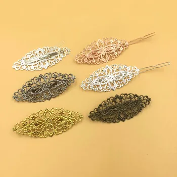 

35*80mm Hair Clip Hairpins Filigree Flower Headwear Clips Barrettes Women's Bride Hairgrip Headdress DIY Accessories Findings