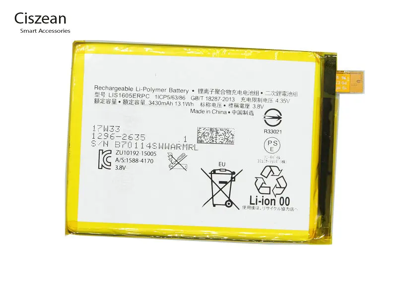 Ciszean 10 шт./лот LIS1605ERPC 3430 мАч/13.1Wh смартфон Замена батареи для E6883 Z5P Dual E6853 Z5 Premium Z 5