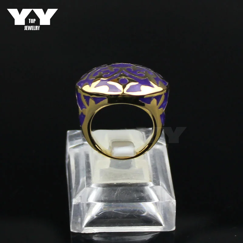 Акция LYCOON! Новое модное мужское или женское кольцо 316L из нержавеющей стали, кольца трех цветов из смолы, импортное эмалевое золотое покрытие R3039