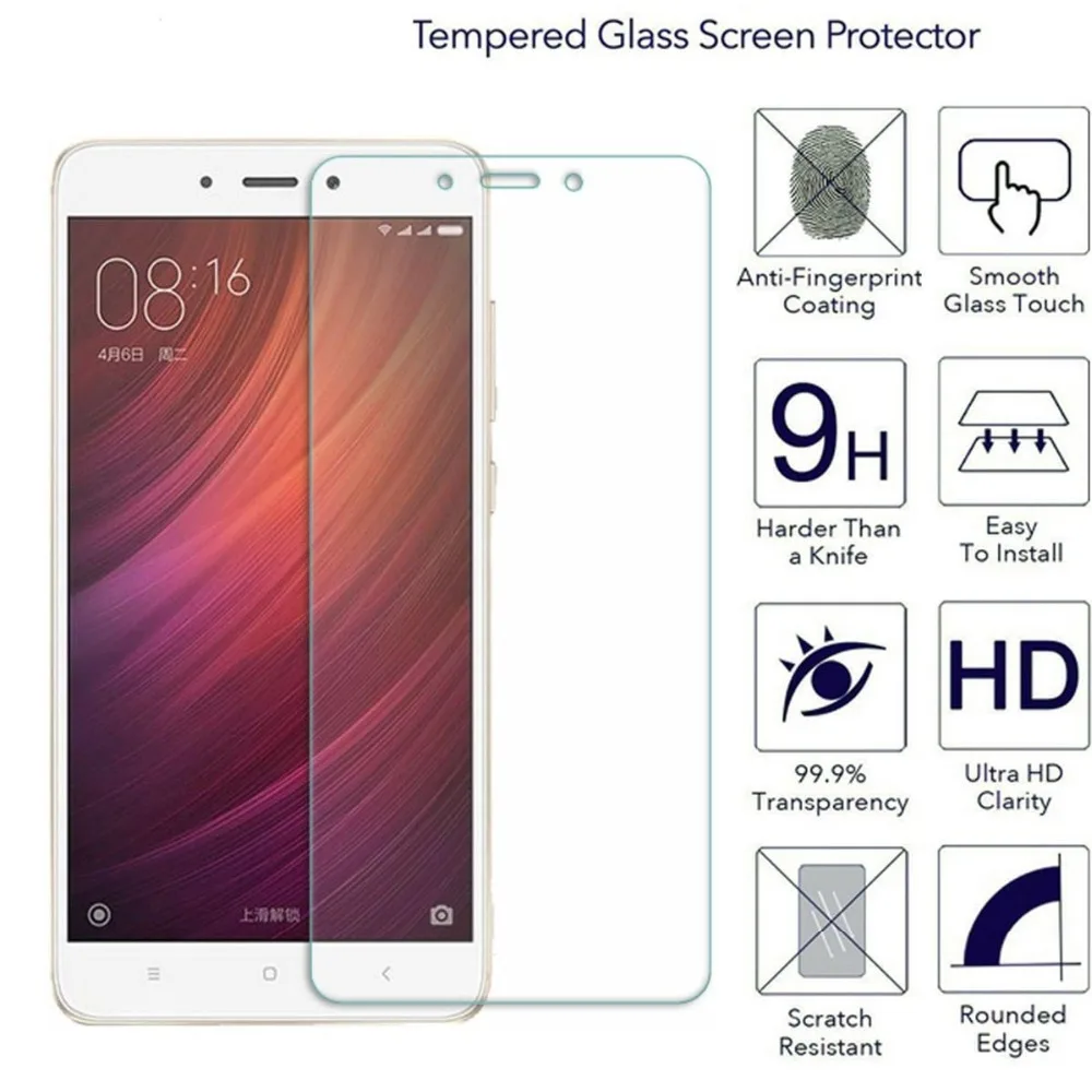 

2PCS 2.5D HD Tempered Glasses For Xiaomi Redmi Note 4 Tempered Glass Screen Protector Ultra Clear Scratch Resistant