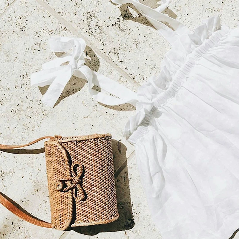 Luxury Designer Women Messenger Bags Handmade Hand Bags Vintage Straw Clutch Bags Small Rattan Handbags