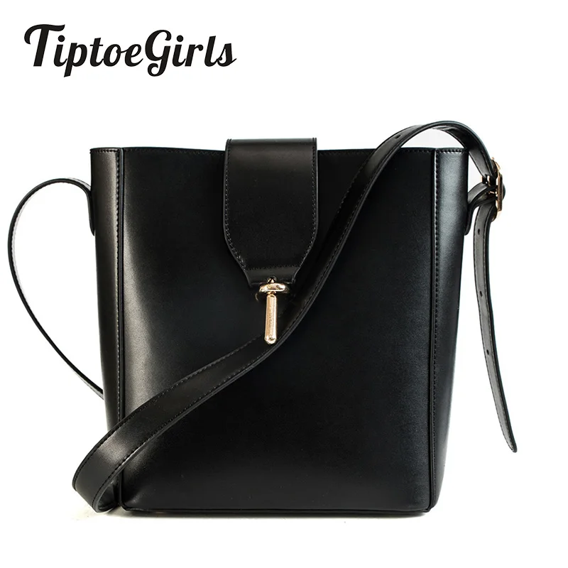 

Wide Shoulder Strap Solid Color Bucket Bag Female New Fashion High Quality Large Capacity Casual Wild Shoulder Messenger Bag