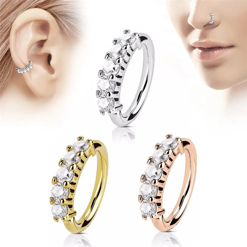 Body Jewelry Studs European &amp American Sexy Crystal Piercing Nose Ring Hoop For Women Clip | Украшения и аксессуары