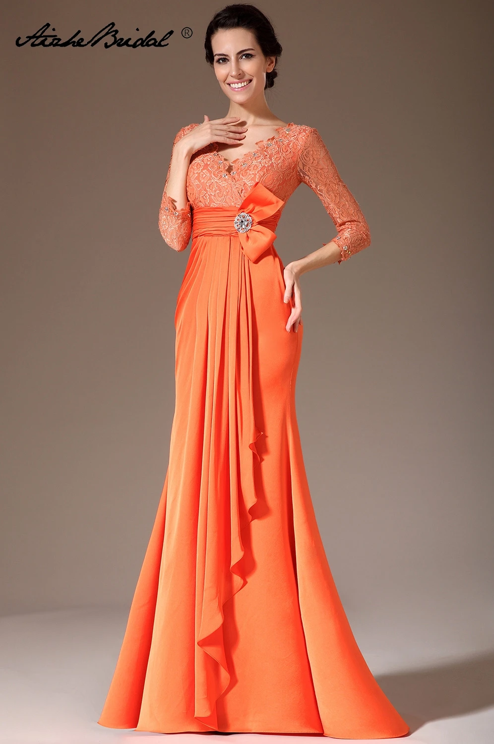 red orange gown