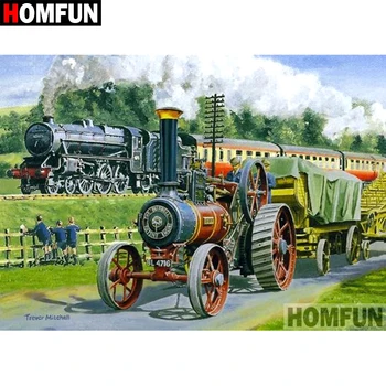 

HOMFUN 5D DIY Diamond Painting Full Square/Round Drill "Train scenery" Embroidery Cross Stitch gift Home Decor Gift A08498