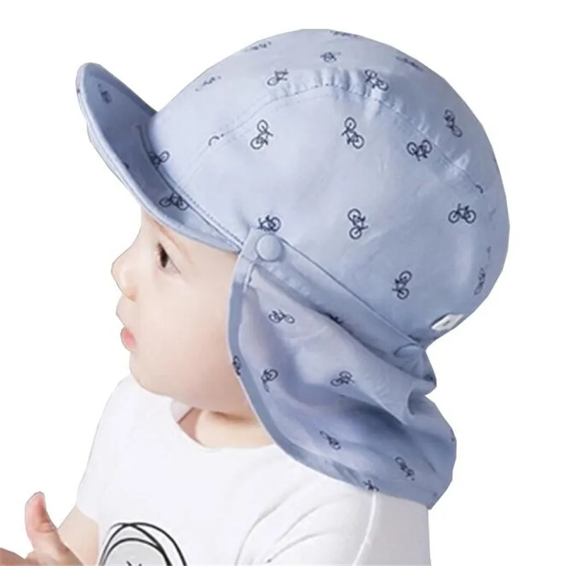 Baby Boy Sun Hats Spring Summer Caps with Shawl Cotton Bucket Hat Baby Kids Boy Cap New Fashion Bicycle Sun Cap for Girls 3M-24M