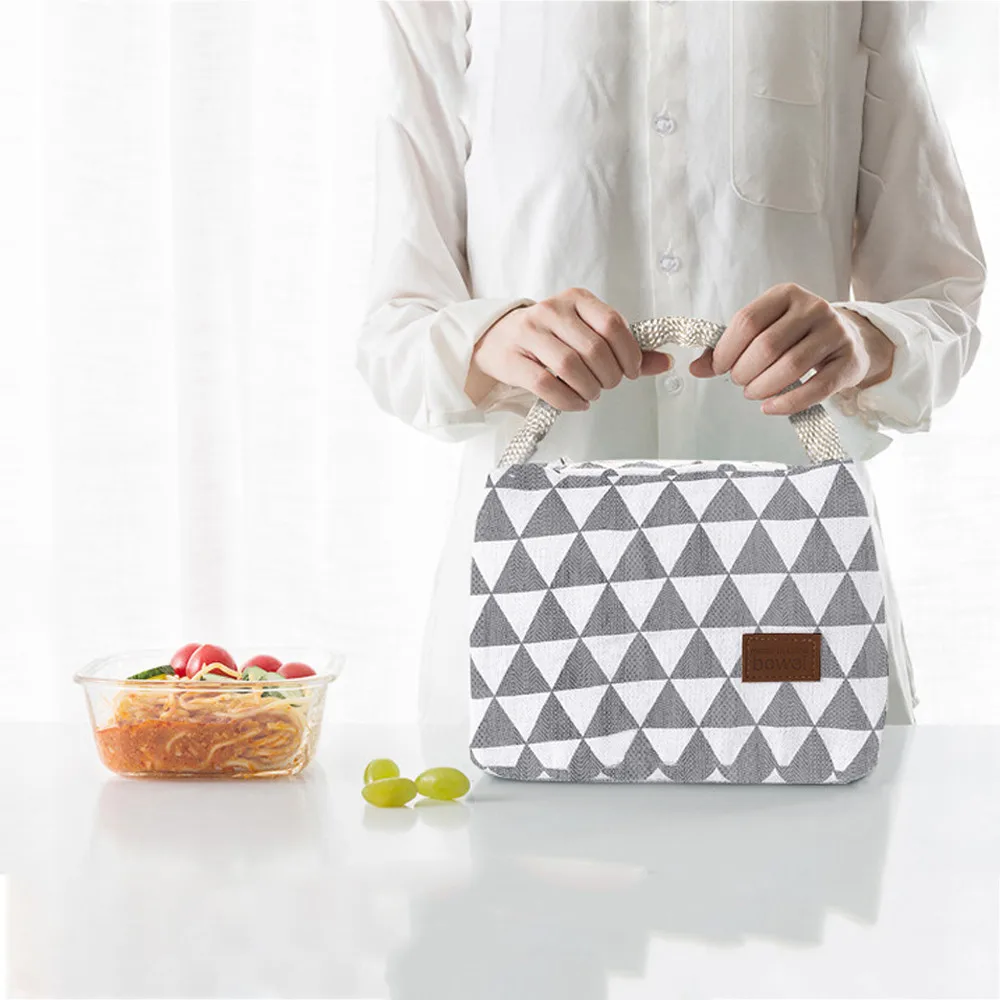 

Portable Lunch Bag Thermal Insulated Lunch Box Tote Cooler Bag Bento Pouch Lunch Container Folding Lunch Tote para mujer HW