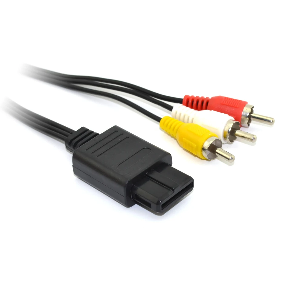 

10PCS a lot Universal AV TV RCA Video Cord Cable for SNES GameCube for Nintendo N64 64 Game Cable for SFC