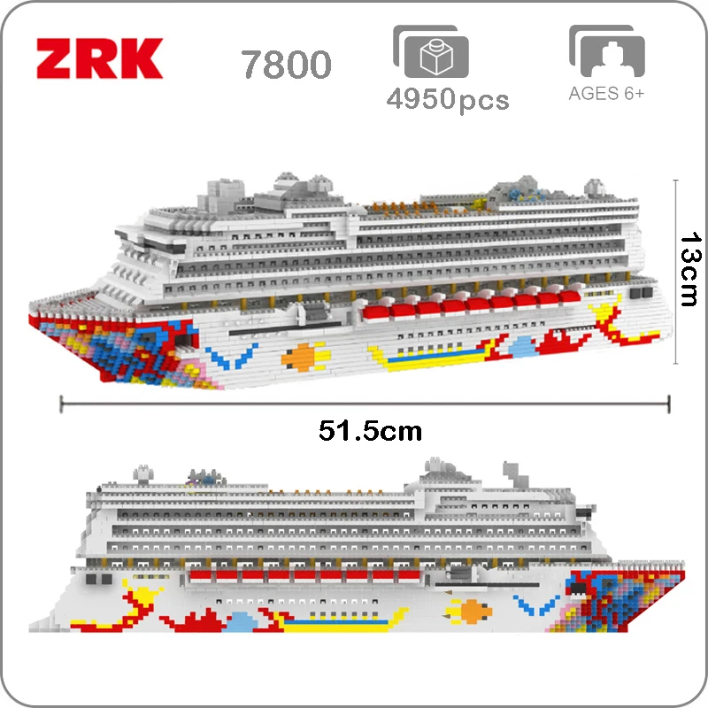 

ZRK Luxury Cruise Liner Ship Big White Boat 3D Model DIY Diamond Mini Building Micro Blocks Bricks One Piece Assembly Toy