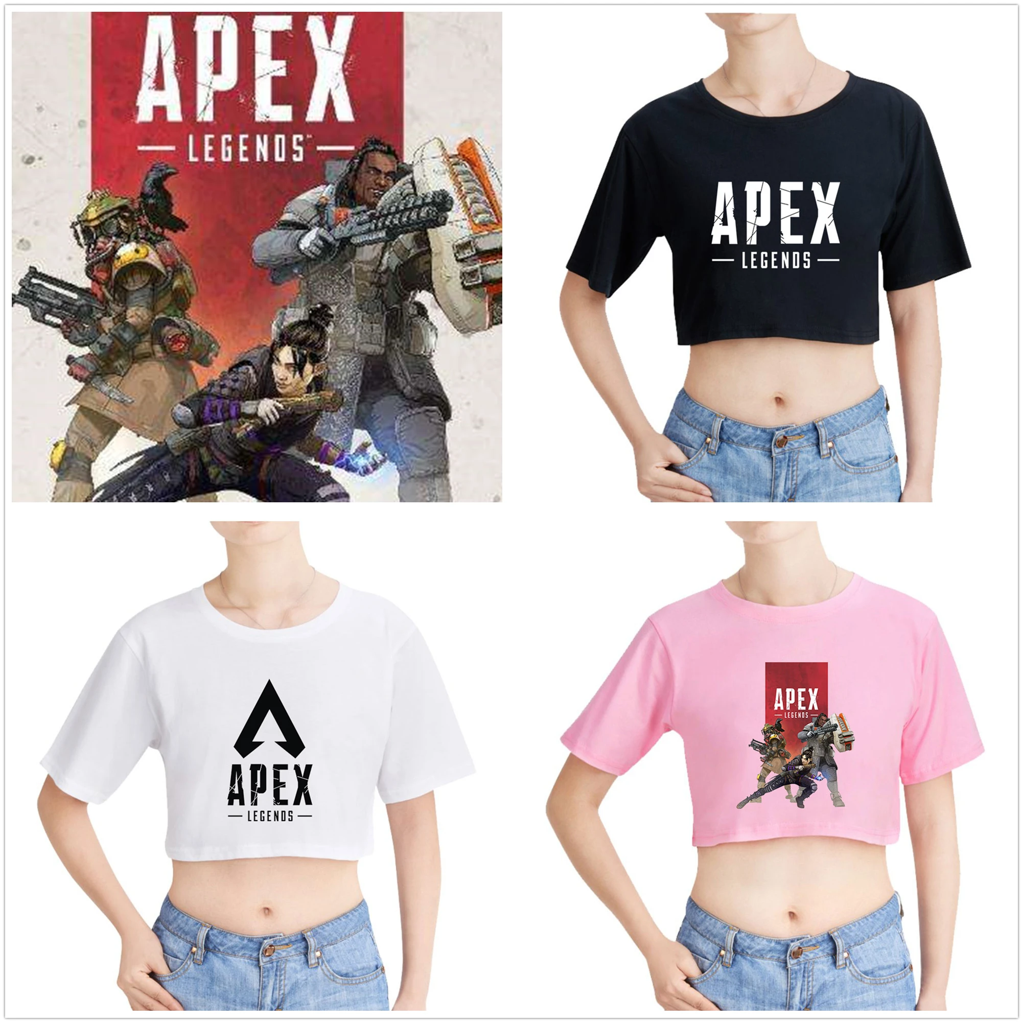 2019 Apex Legends Regular Fit Girls Crewneck Printed Short Sleeves Pollover Women O-Neck Cute Cropped Tees Sexy Summer Tshirts | Женская