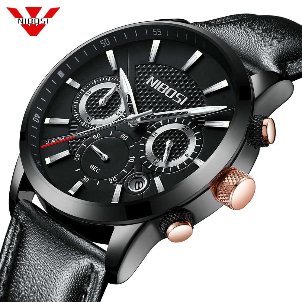 

NIBOSI 2019 Watch Men Fashion Sport Quartz Clock Mens Watches Brand Luxury Leather Business Waterproof Watch Relogio Masculino