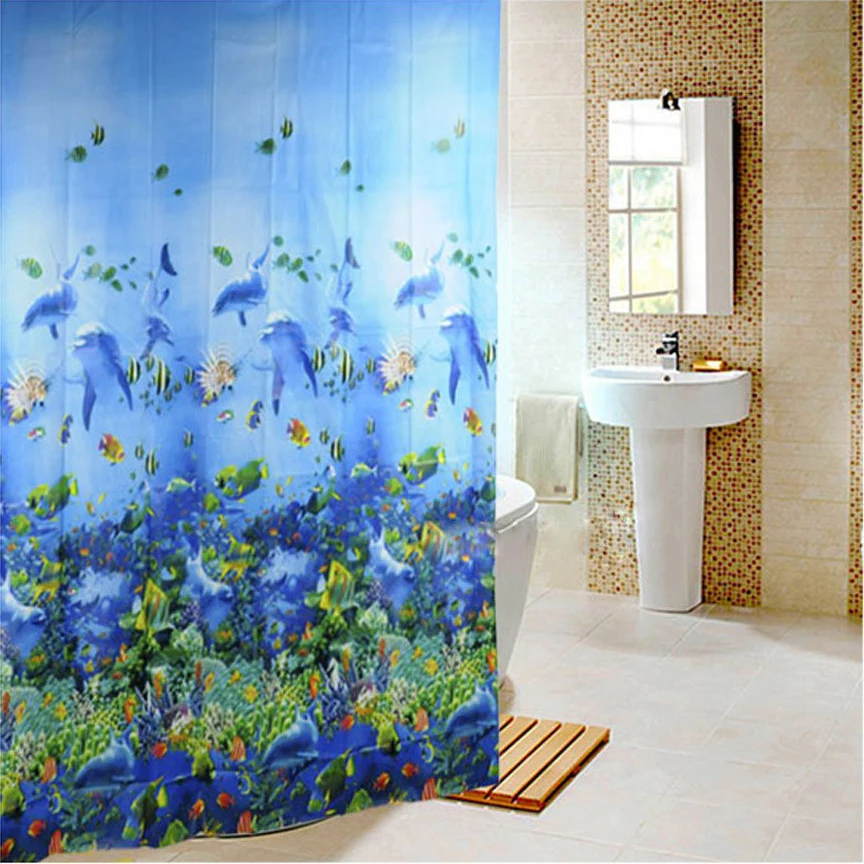 

Shower curtains Waterproof Bathroom Fabric curtains (Sea Life)