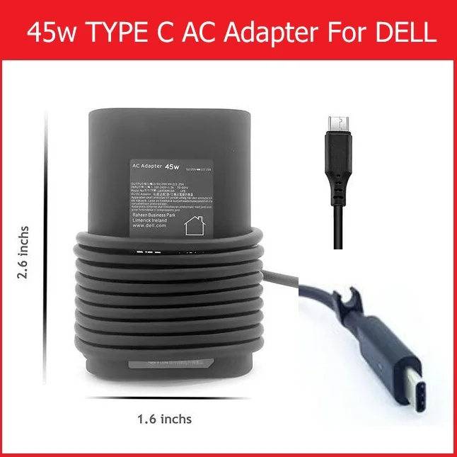 45W 20V/5V 2.25A/2A USB-C Type C адаптер переменного тока для ноутбука Dell XPS 12 9250 и Latitude 7370 7275 Venue