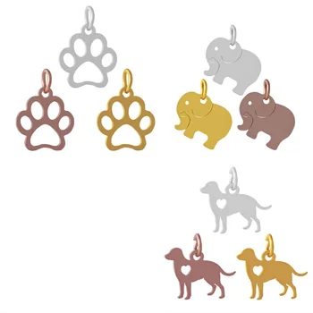 

10pcs/lot variety of dog cat Stainless steel animal rose gold nature steel Charms for Jewelry DIY Making pendant for bracelet